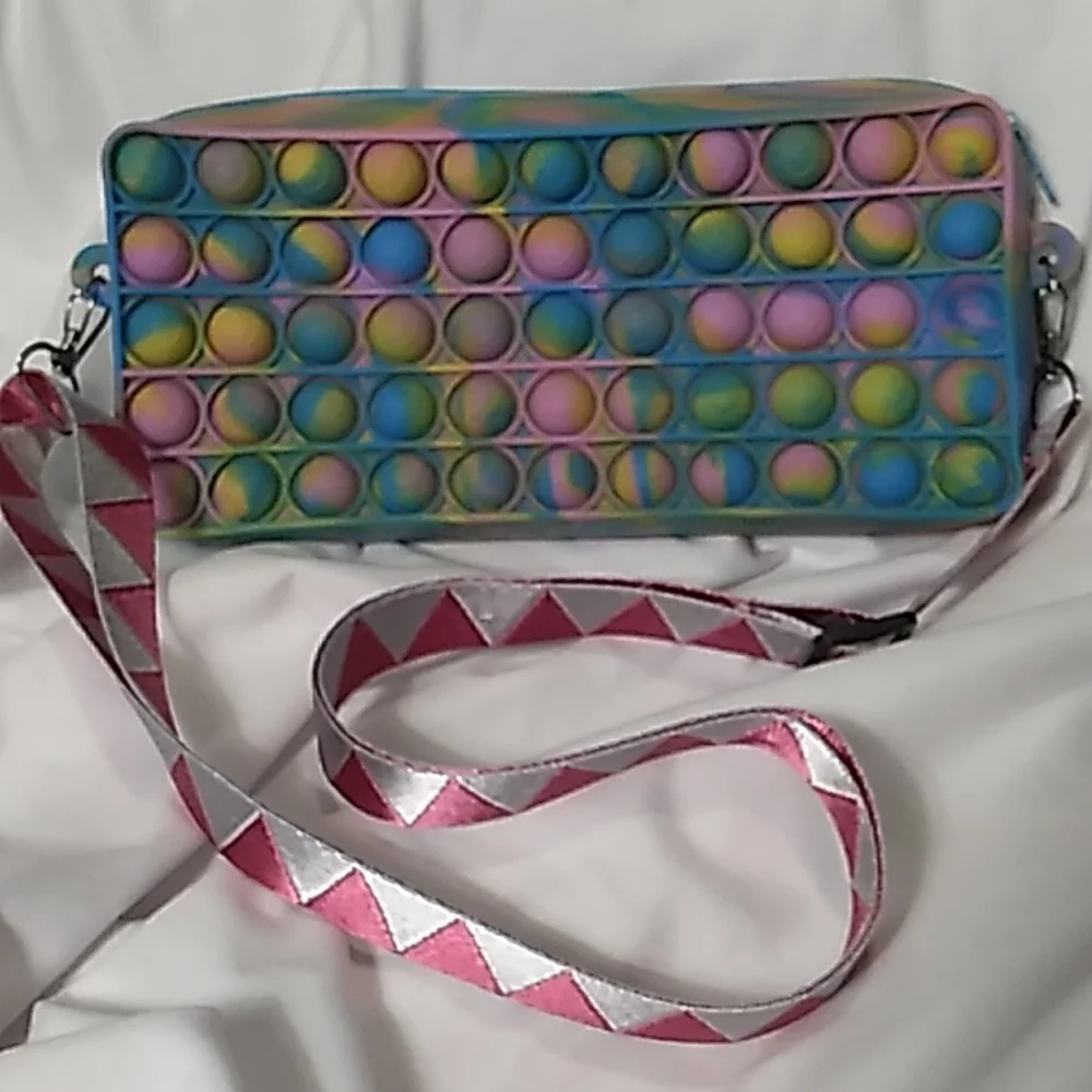 7.5 x 3.5 x 1 3/8 inches Rainbow Pop It Bag